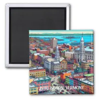 Burlington, Vermont Comic Book Style Art Magnet