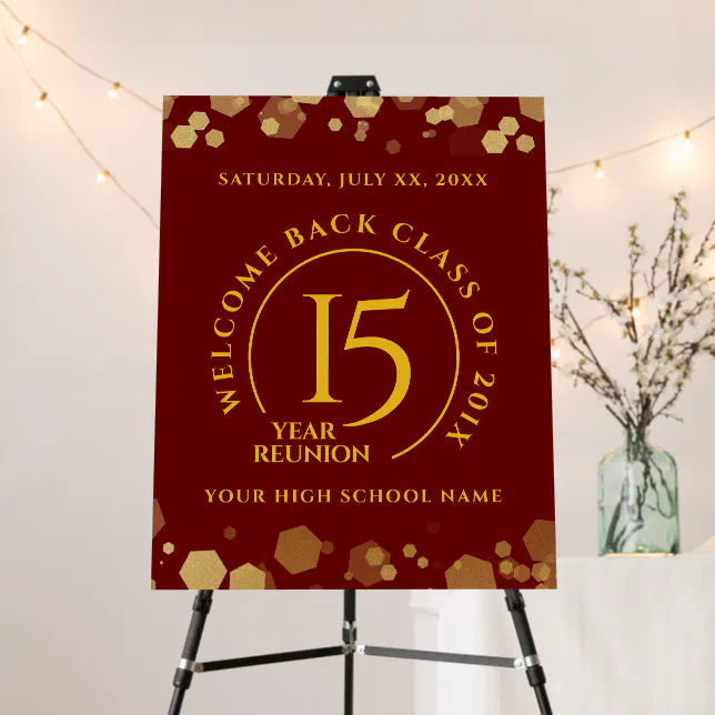 Red & Gold School College Class Reunion Welcome Foam Board