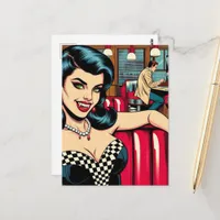 A Sexy Vampire at the retro diner Postcard