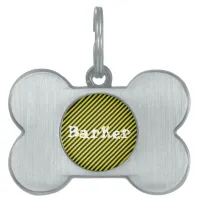 Thin Black and Yellow Diagonal Stripes Pet Tag