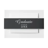 Classic Black Script Calligaphy Emblem Graduation Invitation Belly Band