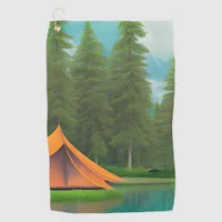 Camping Themed Art | Tent in the Woods on the Lake Golf Towel