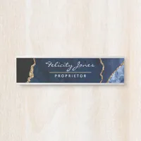 Navy and Gold Agate Precious Stone Door Sign