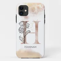 Monogram Initial Modern Letter H Boho Personalized iPhone 11 Case