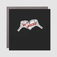 Get Wrecked Skeleton Hand Heart Classic Car Magnet