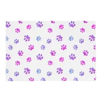 Purple Pink Blue Paw Prints Pattern Placemat