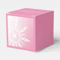White Snowflake on Pink Winter Wedding Favor Boxes