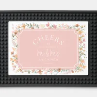 Sunny Wildflower Wedding Cheers to Mr & Mrs ID1023 Bar Mat