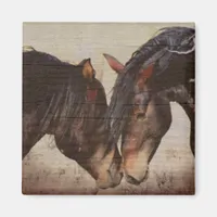 Mustang Horse Wooden Grunge Look Magnet