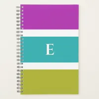 Bright Stripe Modern Elegant Stylish Monogrammed Notebook