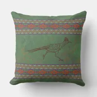 Southwest Roadrunner Sagebrush Green Throw Pillow