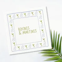 Bikinis & Martinis Blue Olive Bachelorette Party Napkins