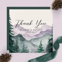 Misty Mountain Romance Watercolor Wedding  Thank You Card