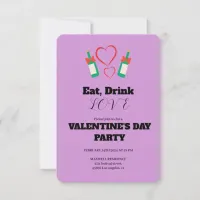 Eat Drink and Love Valentine's Day Purple trendy  Invitation