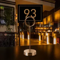 Minimalist Black Faux Gold Foil Text Restaurant  Table Number