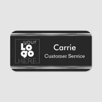 Custom Black and Silver Business Logo Name Tag