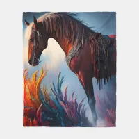 Elegant Prismatic Arabian Horse Digital Art Fleece Blanket