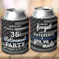 Police Retirement Party Personalize Thin Blue Line Can Cooler