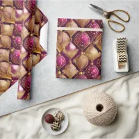 Magenta Gold Christmas Pattern#12 ID1009 Wrapping Paper