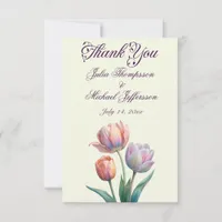 Romantic and Poetic Pastel Tulips Watercolor Thank You Card