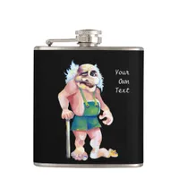 Scandinavian Funny Looking Ogre Troll Hip Flask