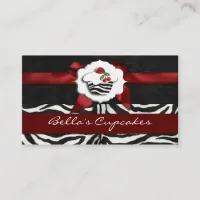 red chic cupcake business Cards