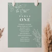 Boho Floral Sage Green Wedding Seating Charts Card