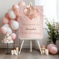 Birthday rose gold glitter silver welcome  foam board