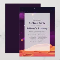 Space Virtual Birthday Party Invitation