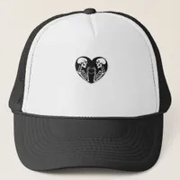 Skeleton Heart Hands Sign Halloween Costume Retro  Trucker Hat