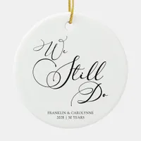 Elegant Anniversary Vow Renewal Custom Text Ceramic Ornament