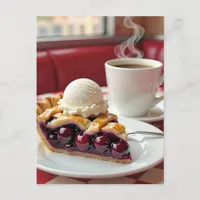 Cherry Pie, Vanilla Ice Cream & Coffee Postcard