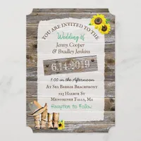 Rustic Cowboy Boots and Hat Sunflower Wedding Invitation
