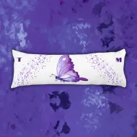 Pretty Butterflies in Purple on White Monogram | Body Pillow