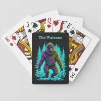 Sasquatch Bigfoot in Teal and Black Poker Cards