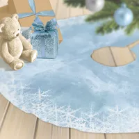 Snowflakes Border on Watercolor Dusty Blue ID727 Brushed Polyester Tree Skirt