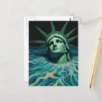 The Statue of Liberty Melts Surreal  Postcard