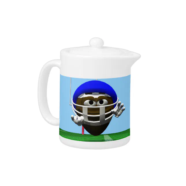 Funny Cartoon Football in a Helmet Teapot