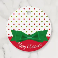 Green & Red Polka Dot Bow Tie Merry Christmas Favor Tags