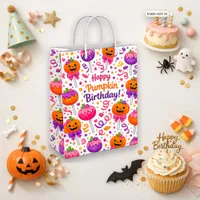 Cute Pink Halloween Pumpkin Cake Pop Birthday  Medium Gift Bag