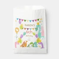 Whimsical Dinosaur Princess Birthday Favor Bag