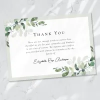 Sympathy Eucalyptus Funeral  Thank You Card