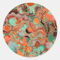 Orange Brown Abstract Art modern Classic Round Sticker
