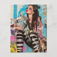 A Fashion lady Collage Postcard
