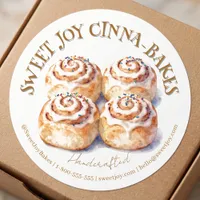 Watercolor Cinnamon Roll Bakery Logo Packaging Classic Round Sticker