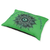 Monogram Dark Green Evil Eye Symbol on dark green  Pet Bed