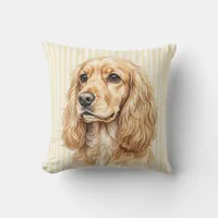Cocker Spaniel Dog Watercolor Pillow Cover Throw D