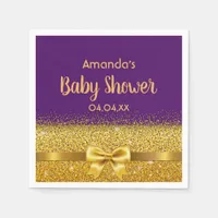 Baby Shower purple gold bow Napkins