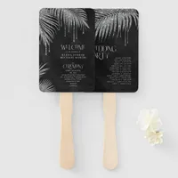 Jewel Palm Leaf Ceremony Program Silver ID830 Hand Fan