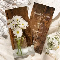 Mason Jar White Daisies Country Barn Wedding Menu